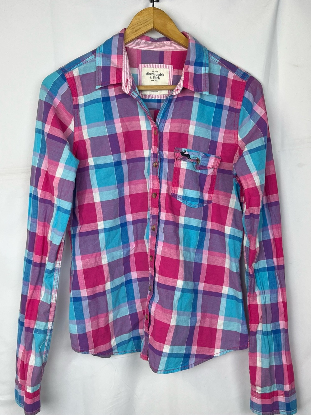 Vintage Y2K Abercrombie & fitch Women’s Plaid Button Up Top Size M